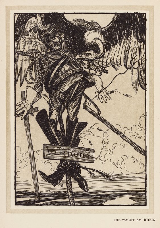 La guirnalda del Kaiser: Die Wacht Am Rhein (litografía) de Edmund Joseph (after) Sullivan