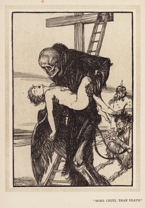La guirnalda del Kaiser: "Más cruel que la muerte" (litografía) de Edmund Joseph (after) Sullivan