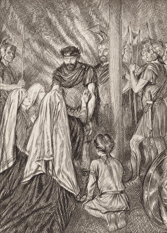 William Shakespeare La Tragedia de Coriolano, Acto V, Escena 3 (litografía) de Edmund Joseph (after) Sullivan