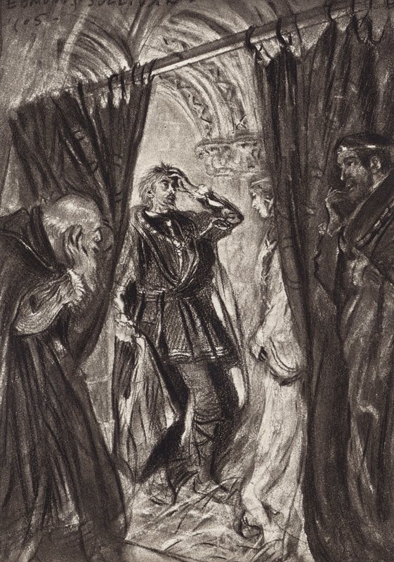 William Shakespeare La Tragedia de Hamlet, Príncipe de Dinamarca, Acto III, Escena 1 (litografía) de Edmund Joseph (after) Sullivan