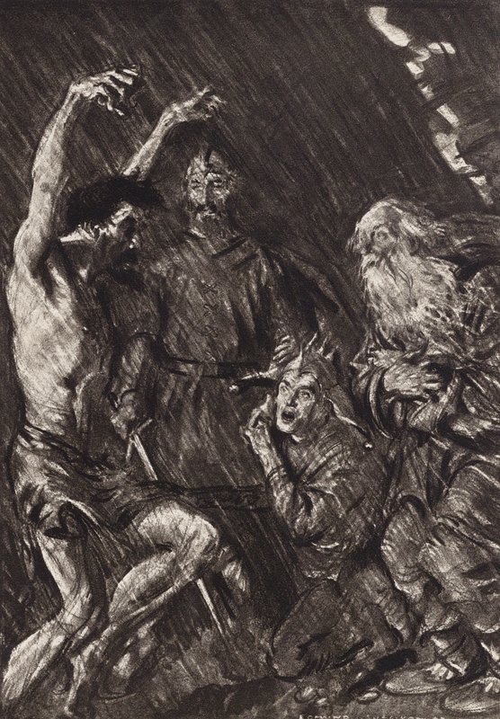 William Shakespeare La Tragedia del Rey Lear, Acto III, Escena 4 (litografía) de Edmund Joseph (after) Sullivan