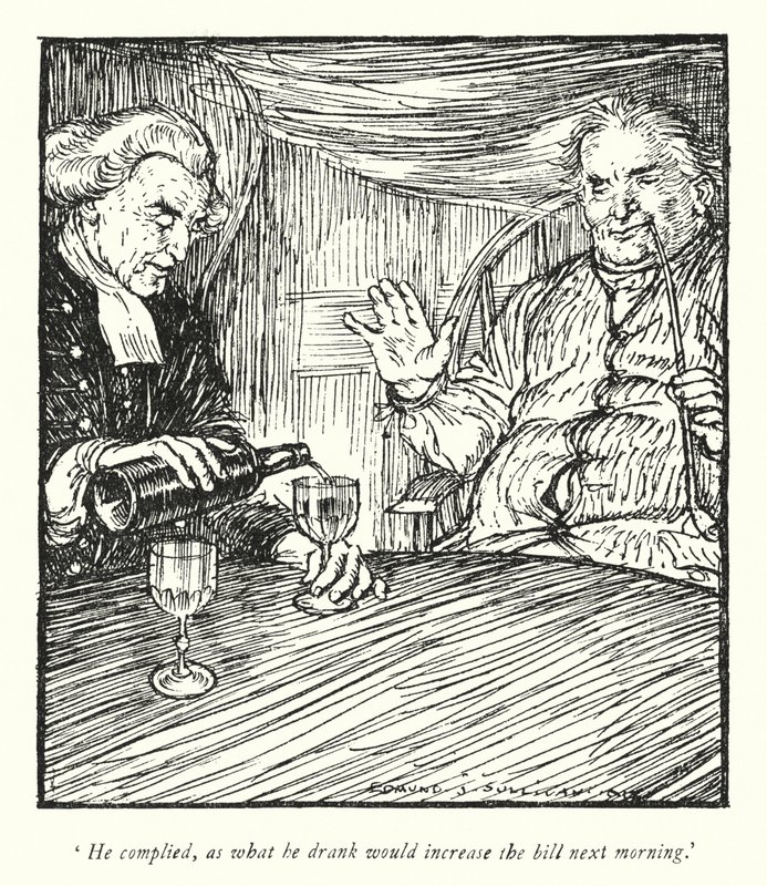 Ilustración para El Vicario de Wakefield de Oliver Goldsmith de Edmund Joseph Sullivan