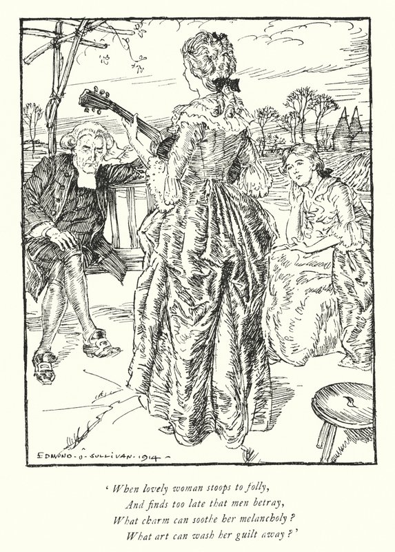 Ilustración para El vicario de Wakefield de Oliver Goldsmith de Edmund Joseph Sullivan