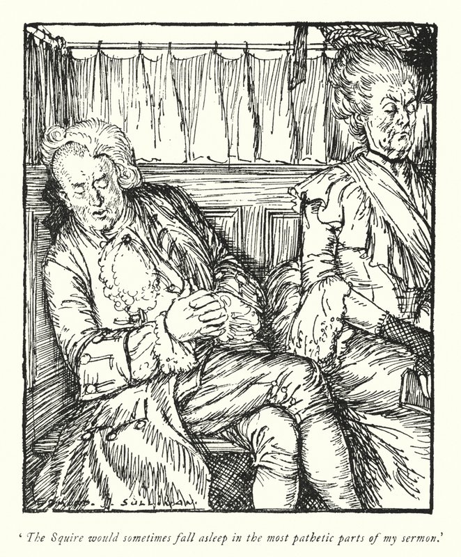 Ilustración para El vicario de Wakefield de Oliver Goldsmith de Edmund Joseph Sullivan