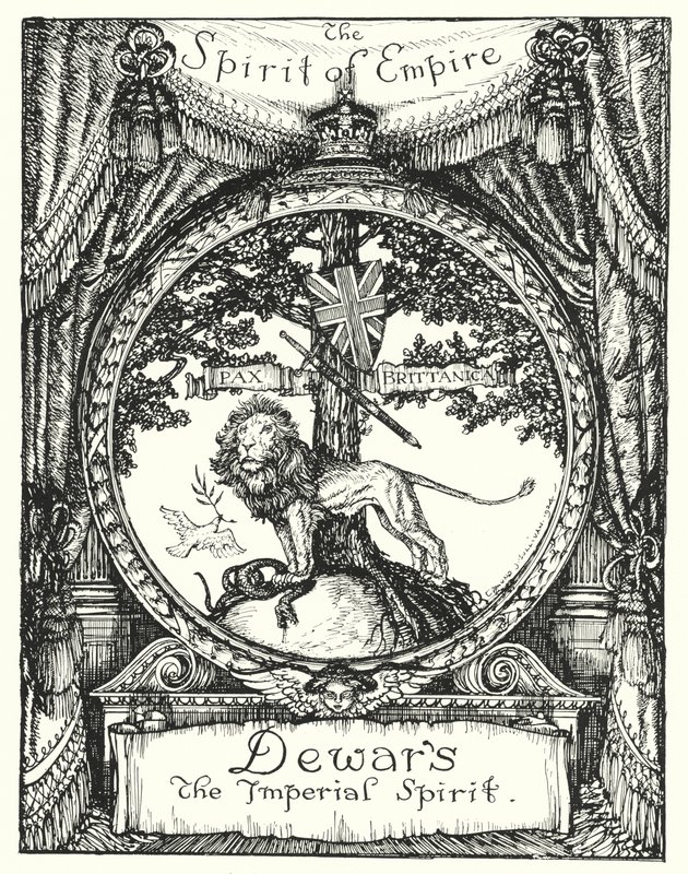 El espíritu del imperio, dibujo para un anuncio de whisky Dewar