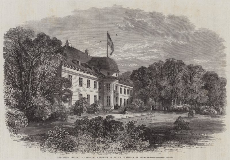 Palacio de Bernstorf, la residencia campestre del Príncipe Christian de Dinamarca de Edmund Morison Wimperis