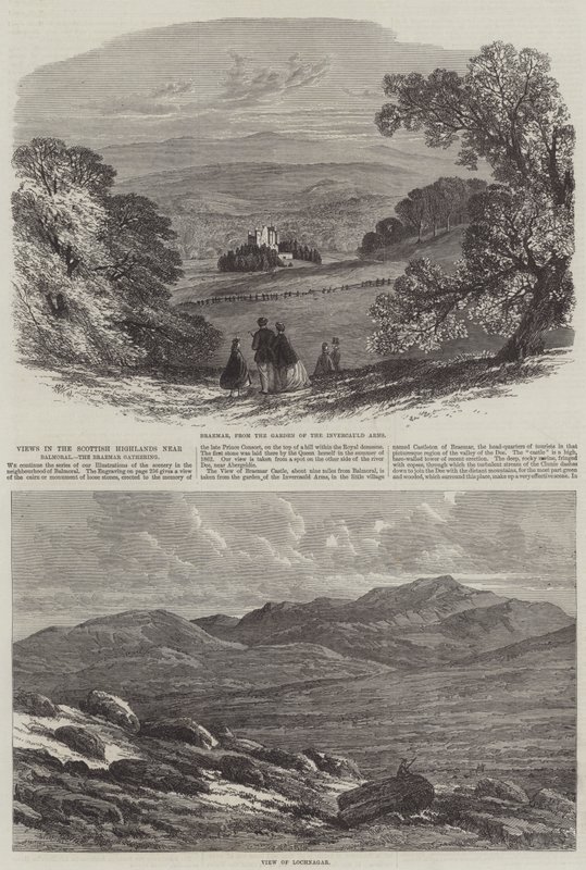 Vistas en las Tierras Altas de Escocia cerca de Balmoral, la Reunión de Braemar de Edmund Morison Wimperis