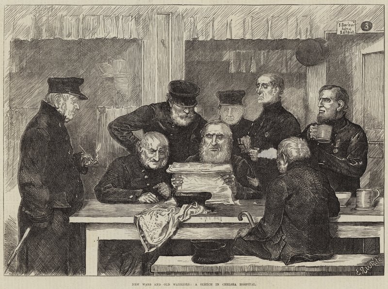 Nuevas guerras y viejos guerreros, un boceto en el Hospital de Chelsea de Edmund Richard White