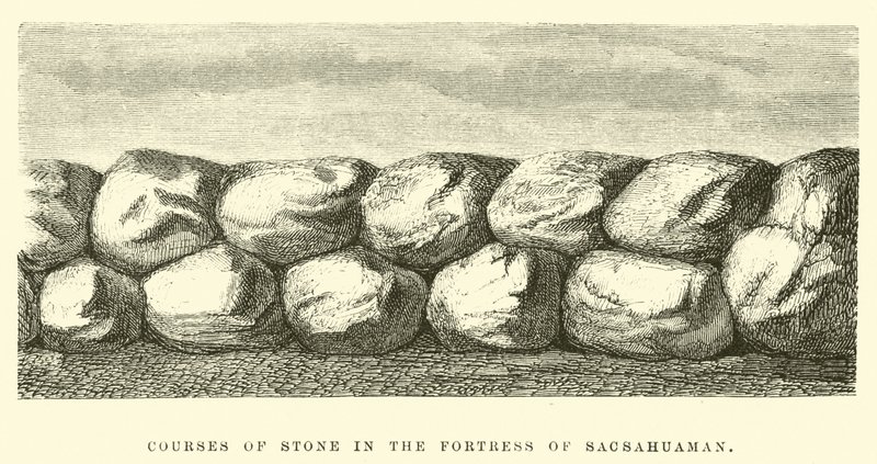 Cursos de piedra en la fortaleza de Sacsahuamán de Edouard Riou