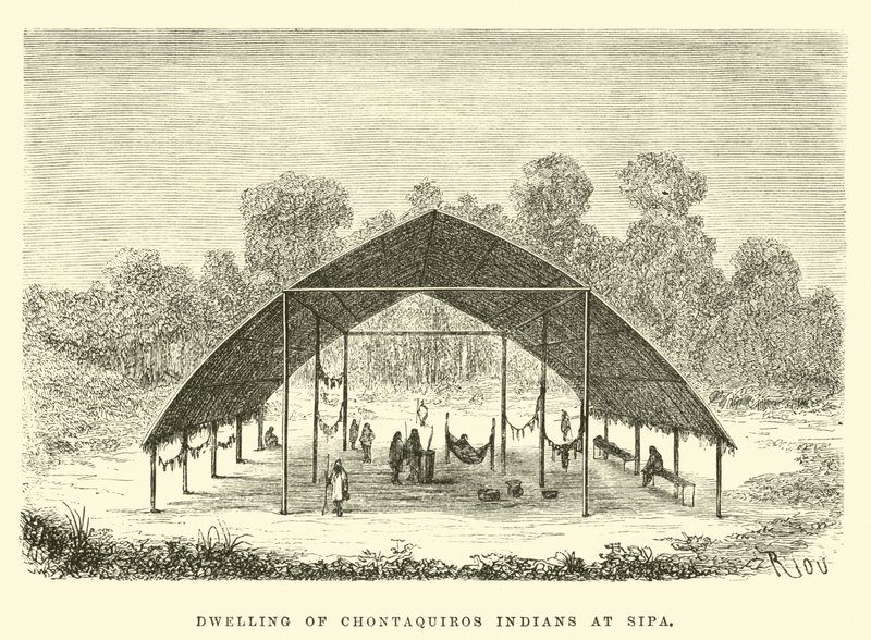 Vivienda de los indios Chontaquiros en Sipa de Edouard Riou