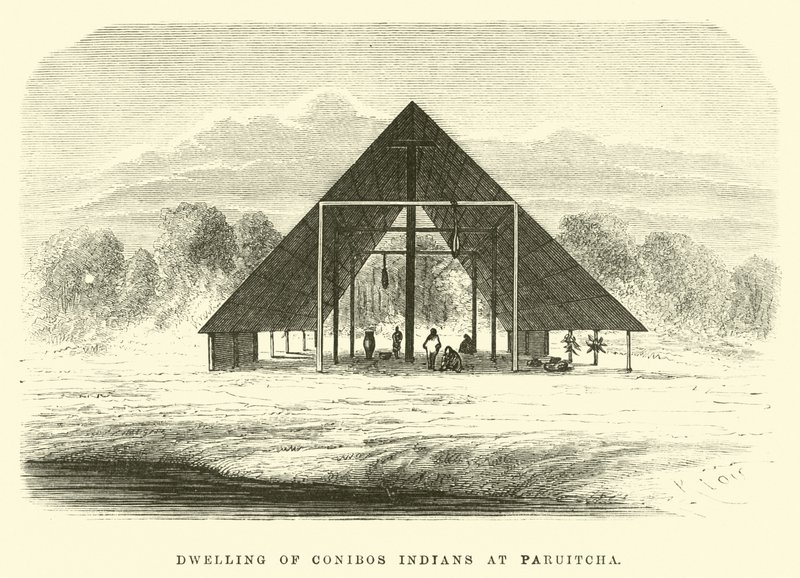 Vivienda de los indios Conibos en Paruitcha de Edouard Riou