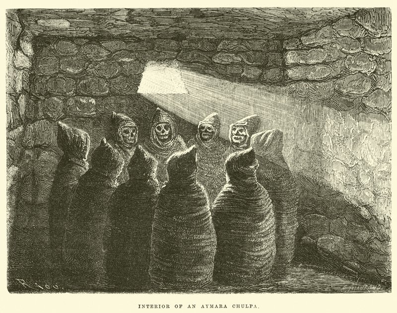 Interior de una chulpa aymara de Edouard Riou