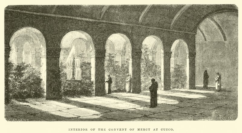 Interior del Convento de la Misericordia en Cuzco de Edouard Riou
