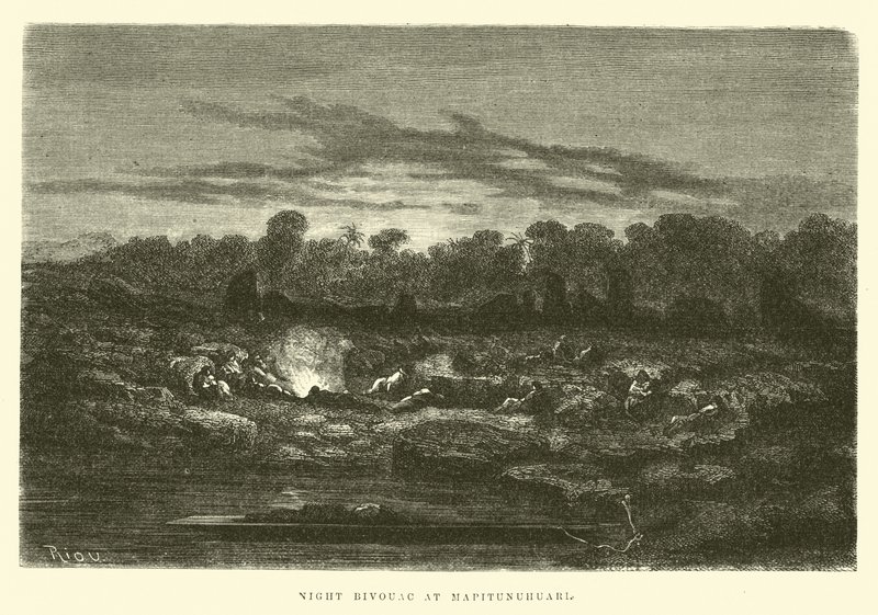 Bivouac nocturno en Mapitunuhuari de Edouard Riou