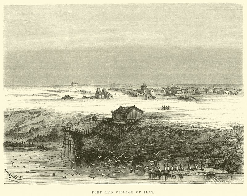 Puerto y pueblo de Ilay de Edouard Riou