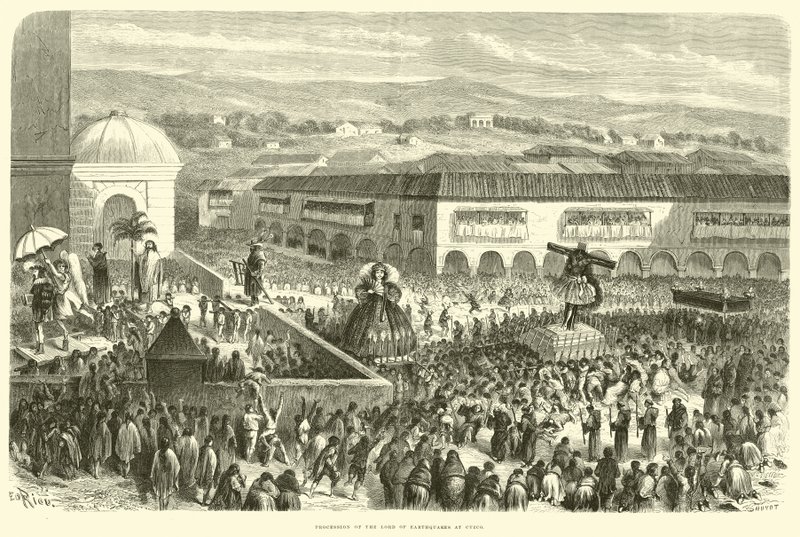 Procesión del Señor de los Temblores en Cuzco de Edouard Riou