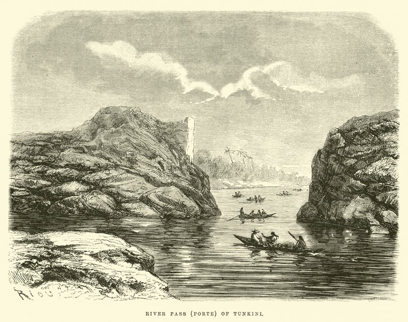 Paso del río de Tunkini de Edouard Riou