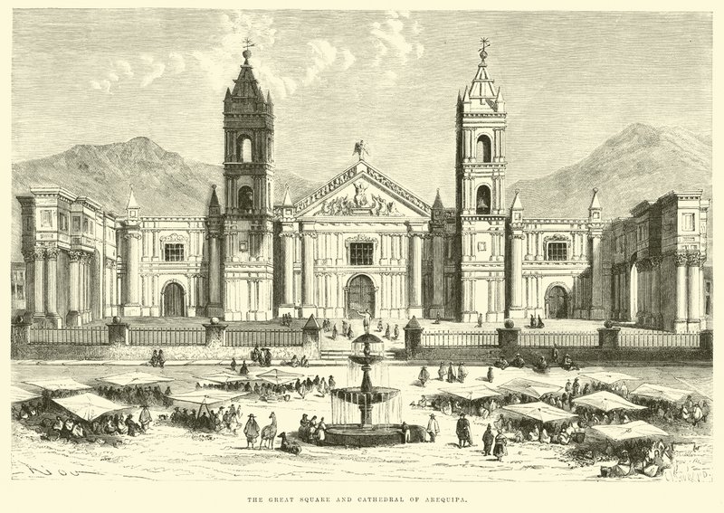 La Gran Plaza y Catedral de Arequipa de Edouard Riou