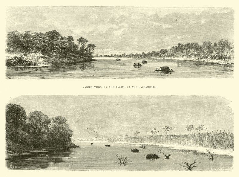 Vistas variadas en las llanuras de Sacramento de Edouard Riou