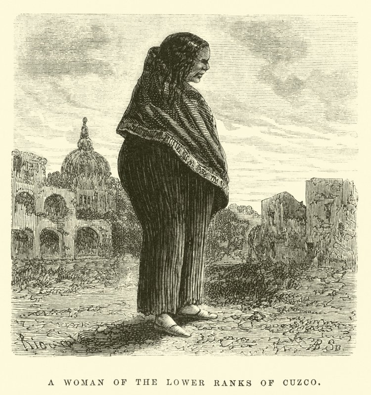 Una mujer de las clases bajas de Cuzco (grabado) de Edouard (after) Riou