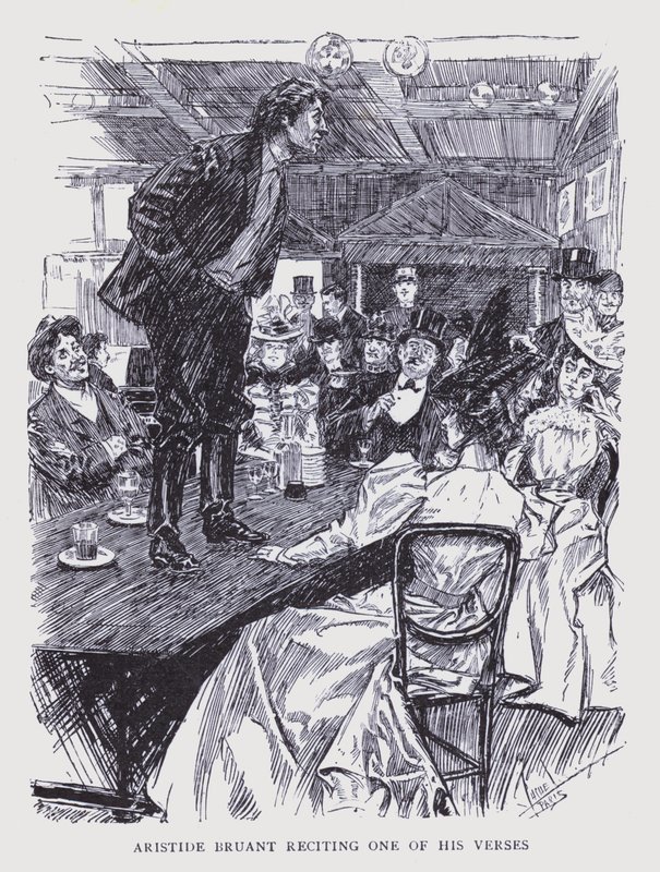 París bohemio: Aristide Bruant recitando uno de sus versos (litografía) de Edouard Alfred (1875 1954) Cucuel