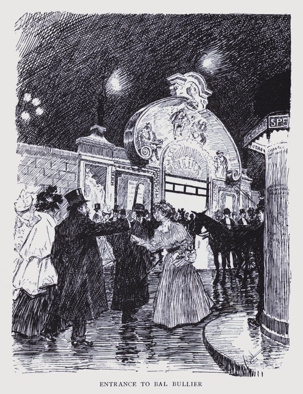 París bohemio: Entrada al Bal Bullier (litografía) de Edouard Alfred (1875 1954) Cucuel