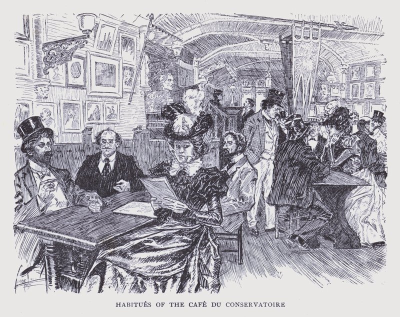 París bohemio: Hábitos del Café del Conservatorio (litografía) de Edouard Alfred (1875 1954) Cucuel