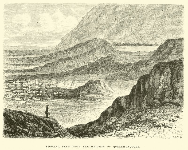 Sicuani, visto desde las alturas de Quellhuacocha de Edouard Riou