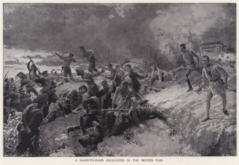 Un encuentro cuerpo a cuerpo en el Paso Motien de Edouardo Matania