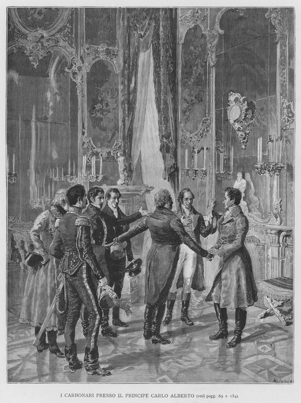 I Carbonari Presso Il Principe Carlo Alberto (grabado) de Edouardo Matania