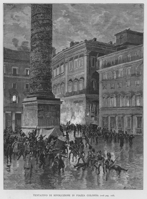 Intento de revolución en la Plaza Colonna de Edouardo Matania