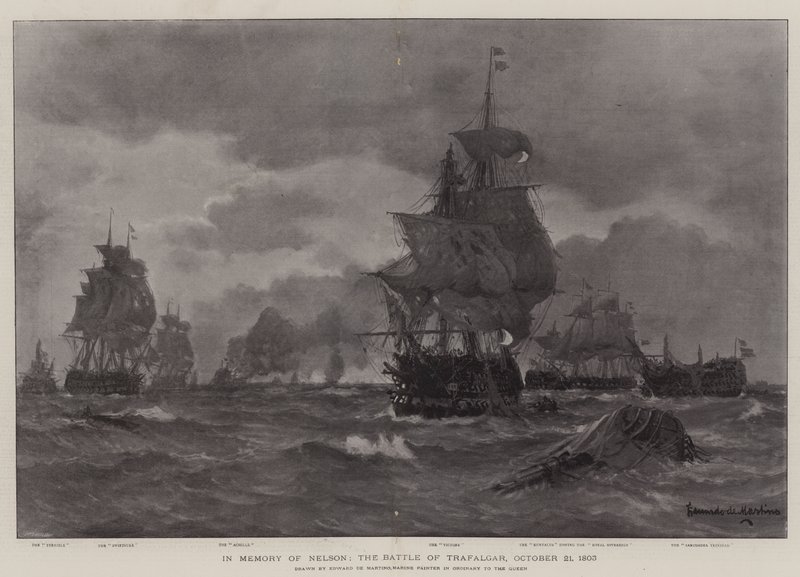En memoria de Nelson, la batalla de Trafalgar, 21 de octubre de 1803 de Eduardo de Martino