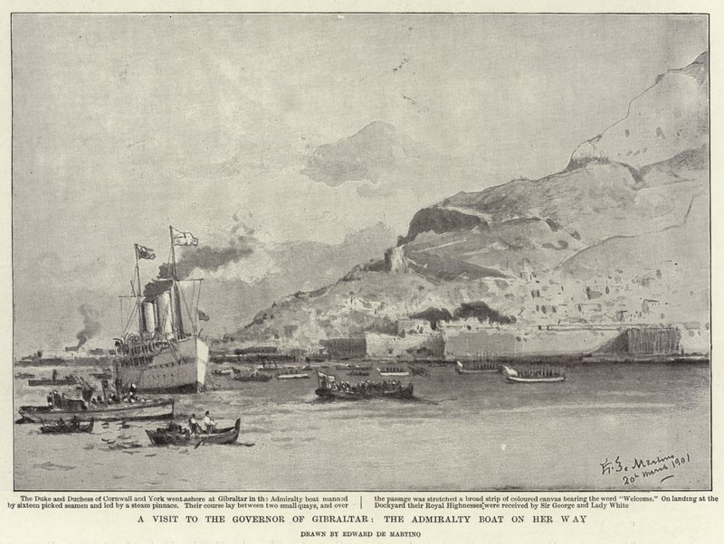 Una Visita al Gobernador de Gibraltar, el Barco del Almirantazgo en su Camino de Eduardo de Martino
