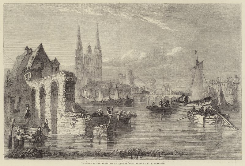 Barcos de mercado llegando a Angers de Edward Angelo Goodall