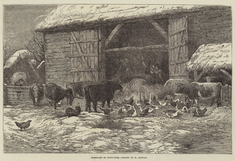 Corral en tiempo de nieve de Edward Duncan