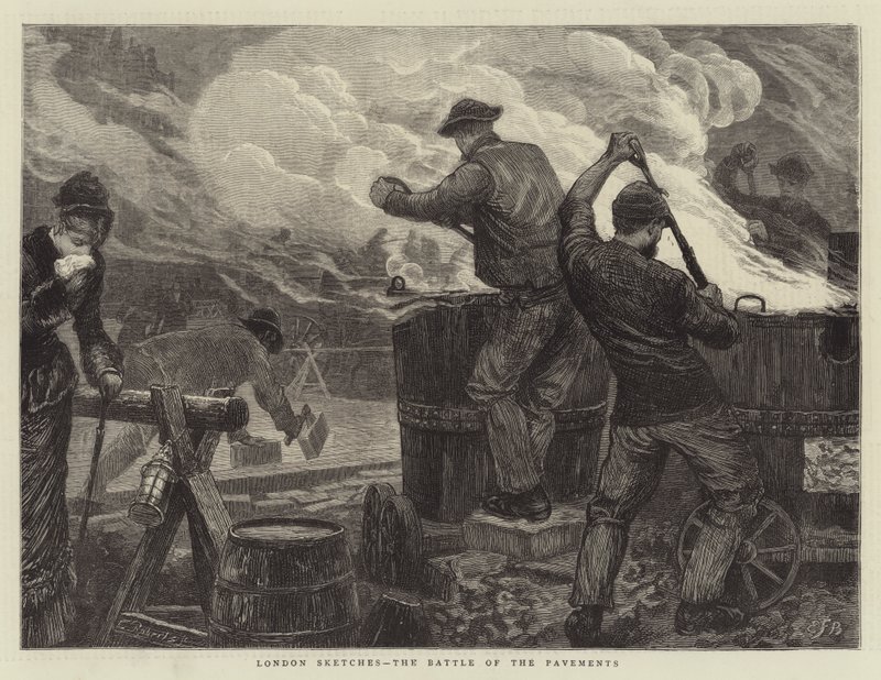Bocetos de Londres, la Batalla de las Aceras de Edward Frederick Brewtnall