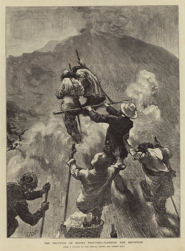 La erupción del Monte Vesubio, escalando la montaña de Edward John Gregory