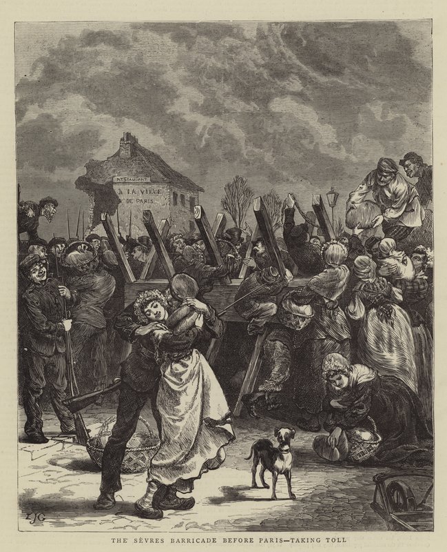 La barricada de Sèvres antes de París, cobrando peaje de Edward John Gregory