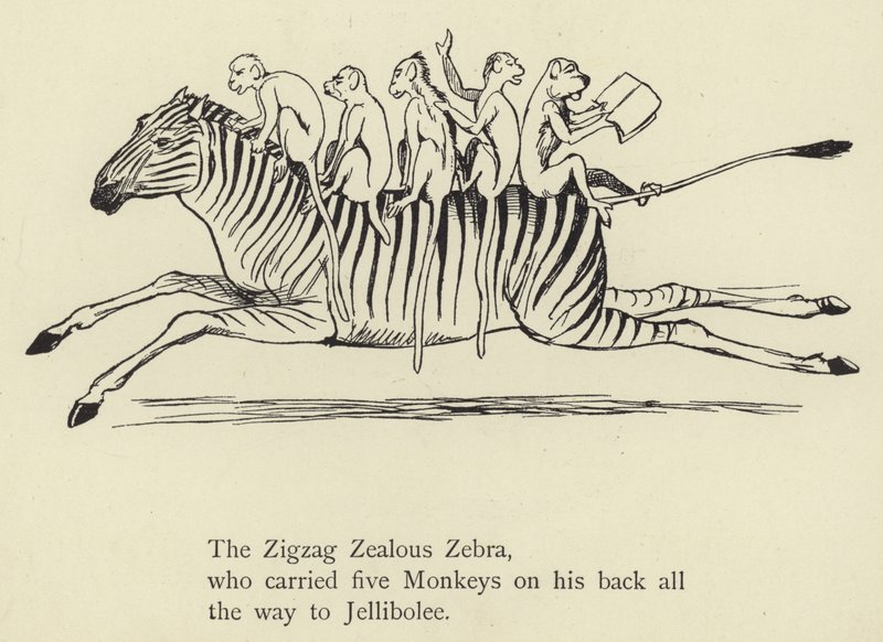 La cebra zigzagueante y celosa de Edward Lear