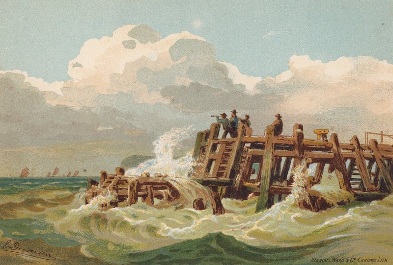 Entrando en el Humber, pescadores al acecho (litografía en color) de Edward (after) Duncan