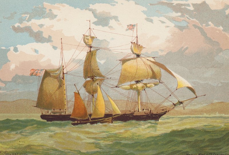 Homeward Bound, Taking in a Pilot (litografía en color) de Edward (after) Duncan