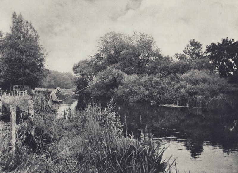 Boot Island por debajo de Stockbridge en el Test (foto b/n) de Edward Alfred Barton