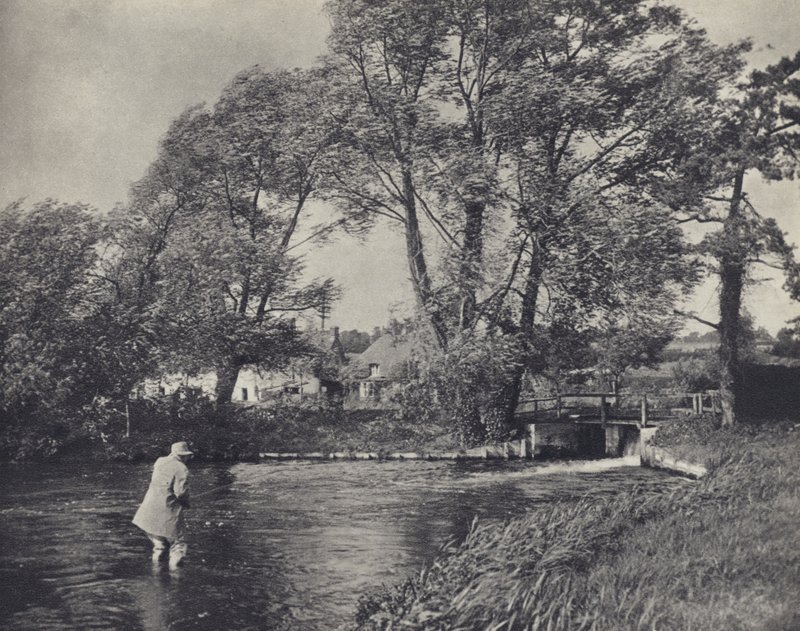 Pescando en un vendaval en Ramsbury (foto b/n) de Edward Alfred Barton