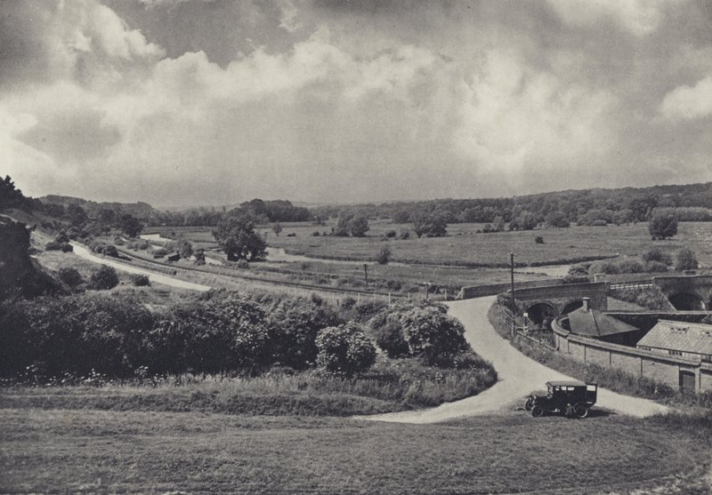 El Test Valley desde Chilbolton Down (foto en blanco y negro) de Edward Alfred Barton
