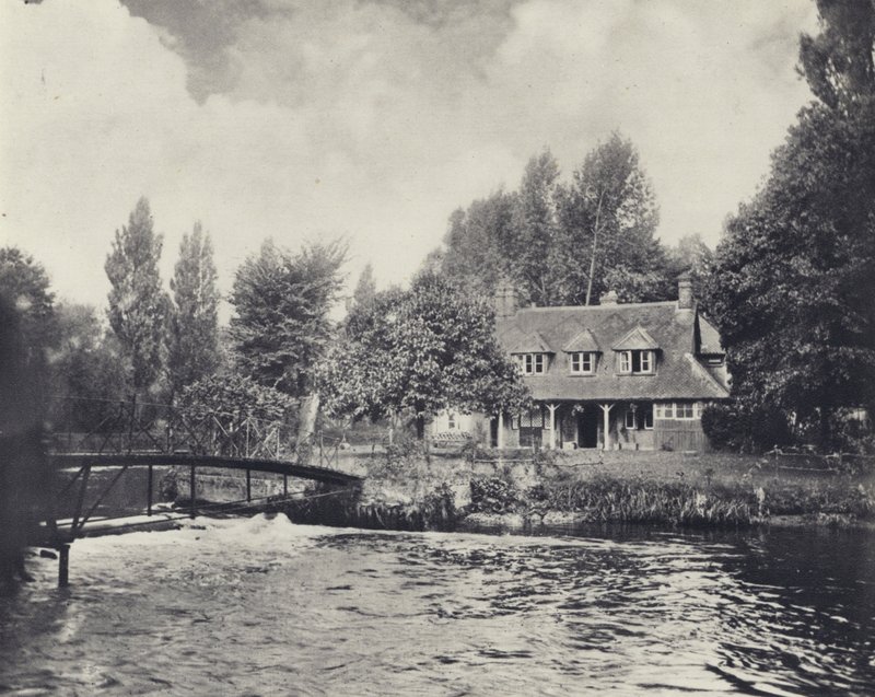 Thorney Weir Fishery House (fotografía en blanco y negro) de Edward Alfred Barton
