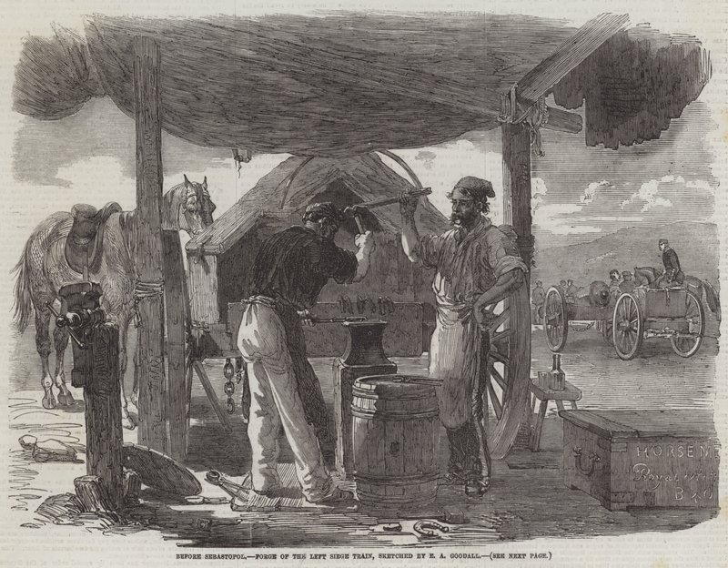 Antes de Sebastopol, forja del tren de asedio izquierdo de Edward Angelo Goodall