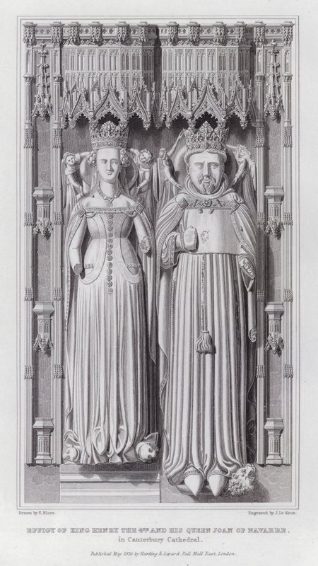Efigie del rey Enrique IV y su reina Juana de Navarra, en la Catedral de Canterbury (grabado) de Edward Blore