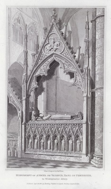 Monumento de Aymer de Valence, conde de Pembroke, en la Abadía de Westminster (grabado) de Edward Blore