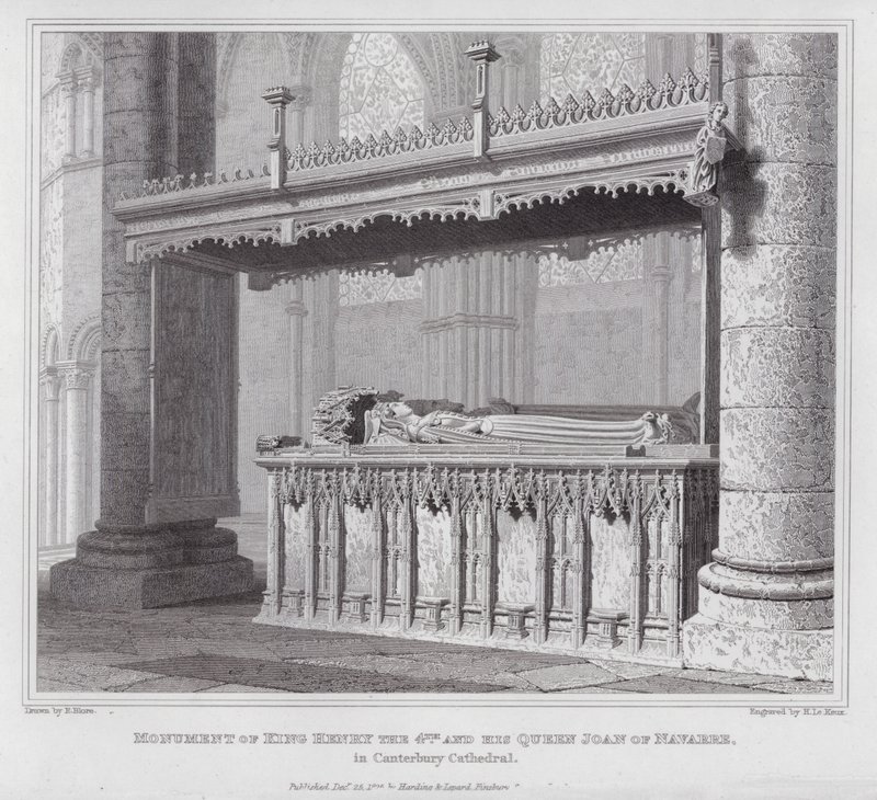 Monumento del rey Enrique IV y su reina Juana de Navarra, en la Catedral de Canterbury (grabado) de Edward Blore