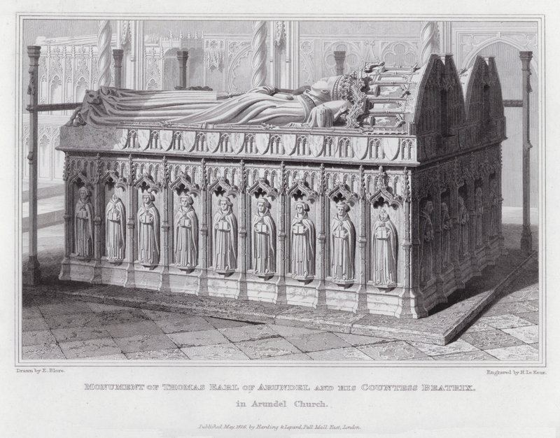 Monumento de Thomas Conde de Arundel y su Condesa Beatrix, en la Iglesia de Arundel (grabado) de Edward Blore